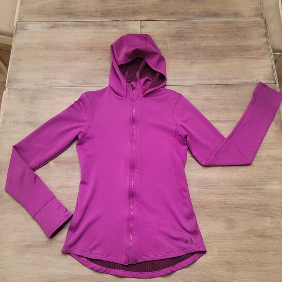 Under Armour Women’s Fitted Full Zip Hoodie Jacket Pink Athleisure Activewear M - Picture 2 of 9